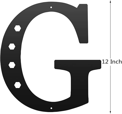 Miniatura 2 de Letras metálicas de 12 pulgadas para decoración de pared, letras colgantes negras, letras visuales 3D grandes del alfabeto moderno, decoración de