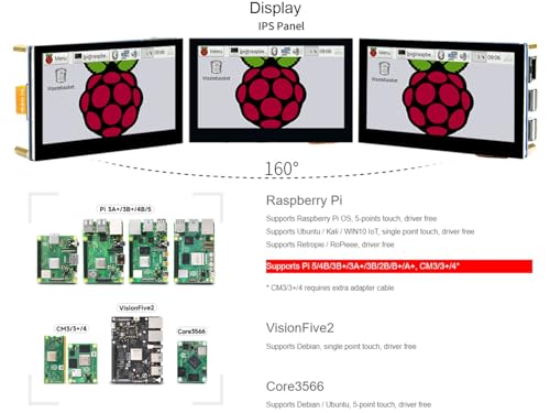 Image of waveshare 4.3 inch DSI LCD Display for Raspberry Pi 4B /3B+ /3A+ /3B /2B /B+ /A+ /Compute Module 3+ /3 /4, 800x480 Touchscreen Capacitive IPS Screen Monitor, Support Raspbian /Ubuntu /Kali /WIN10 IoT /Retropie