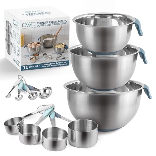 Set de 11 tazones de acero inoxidable con asas y fondo antideslizante miniatura 1