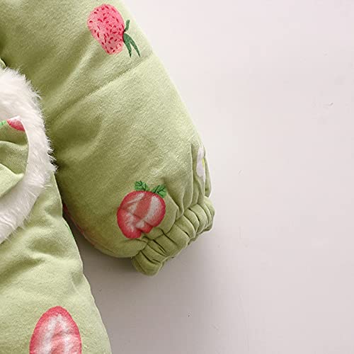 Baby Girls Hooded Puffer Thick 𝗖artoon Print Button Long Sleeve Bunny Jacket Winter Windproof Top with Pocket3