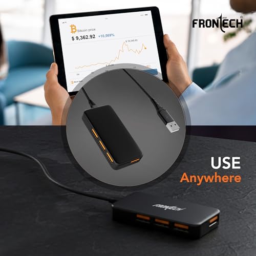Image of Frontech USB Hub with 4 Port | Switches & LED Indicators | Extra Power Support|480 Mbps Speed - Each Port|Fuse Protection for PC, USB Flash Drives | Backed with 1 Year Warranty (NC-0062)
