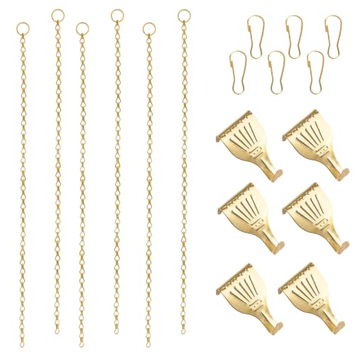 Image of Picture Rail Hooks and Chain, 6Pcs Hooks with 1M Chains, Gold
