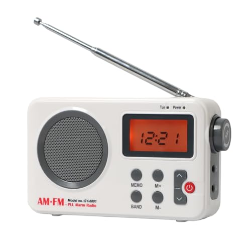 Shower Radio Speaker Portable AM/FM Digital Radio with Large LCD Display Stereo Sound & Battery Operated Earphone Port & Headphone Jack - Wireless Speaker for Shower Bathroom Home Kitchen