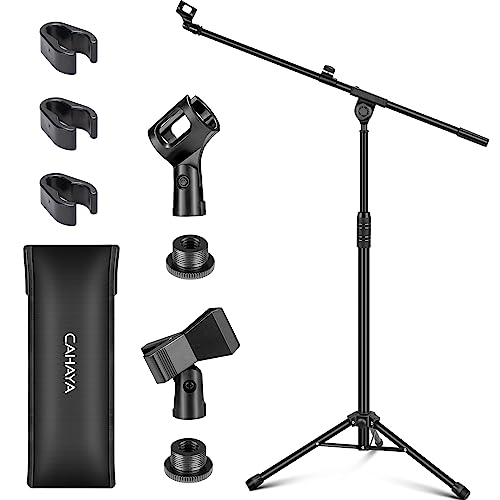 CAHAYA Upgraded Trípode Boom Hoja Micrófono Soporte Universal de Metal Mic Stand con Bolsa de Transporte, para Actuación Canto Discurso Boda Escenario y al Aire Libre CY0311