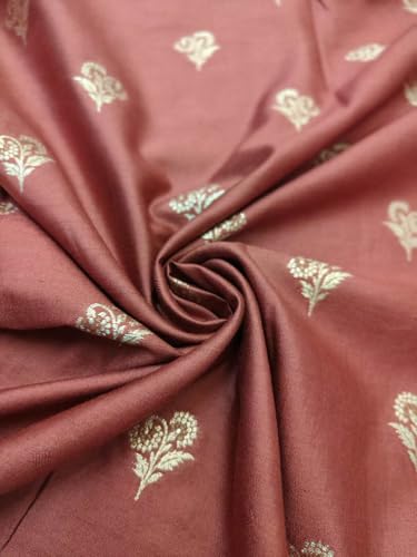 Brocart de soie jacquard doré rouille structure souple pour vestes et rideaux