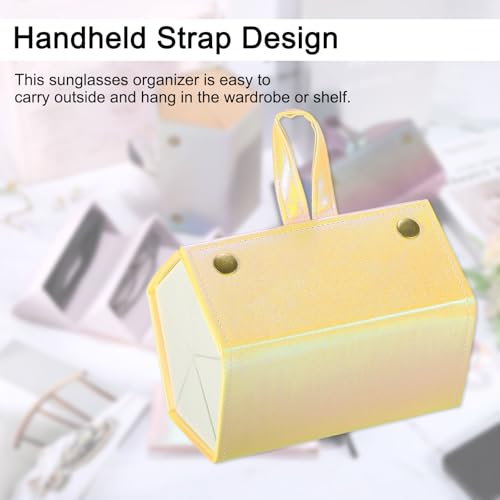 Image of PATIKIL Travel Sunglasses Organizer, 5 Slot Foldable Sunglasses Holder Leather Sunglass Storage Organizer with Pouch