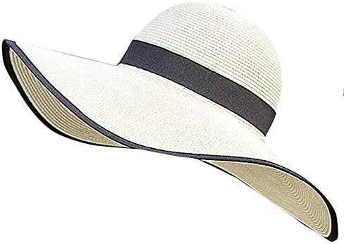 Womens' Foldable Sun Hat Wide Brim Fedora Straw Beach Hat UV UPF 50 for Summer