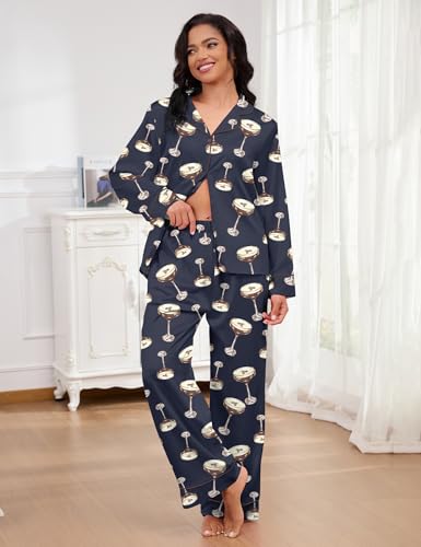 Image of SHESHOW Satin Pajamas for Women Set Long Sleeve Button Down Sleepwear 2 Piece Nightwear Women Pjs Sets Size XS-XXL