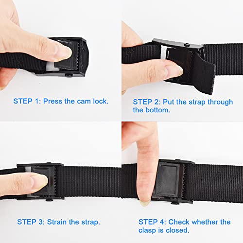 RIO-Direct-Ratchet-Tie-Down-Straps-Heavy-Duty-Lashing-Straps-Adjustable-Cam-Buckle-Tensioning-Belts-for-Motorcycle-Cargo-TrucksTrailerLuggage-3M-x-25mm-Black-2-Pack