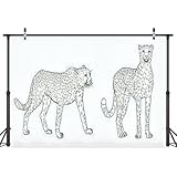 5x7FT Cheetah Silhouette Big African cat Gepard Animal Predator Drawing Backdrop Background for Photoshoot Background Photography Screen Video Recording Parties Curtain Picture Live Streaming