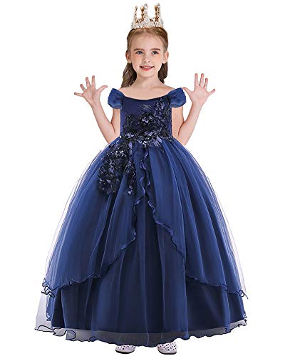 Girls Off-The-Shoulder Party Dress Princess Birthday Pageant Wedding Prom Communion Evening Dance Long Tulle Gown