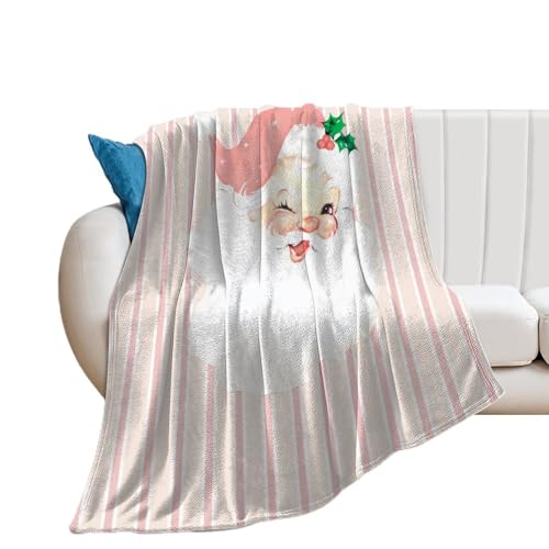 Manta navideña vintage de Papá Noel con guiño rosa ruborizado, ideal para cumpleaños, Navidad, decoración de la bandera nacional estadounidense, regalos para amantes de las águilas, para el hogar, cam