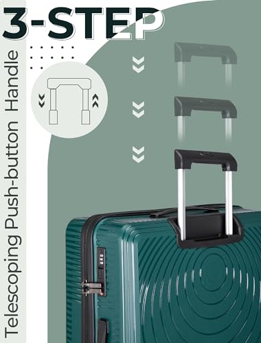 Luggage Sets,Suitcases with Wheels, Hardshell Suitcase Set, PP Carry on Luggage Set with TSA Lock, Travel Luggage (Dark Green, Bag Type)2