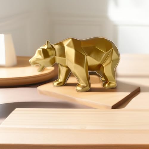Escultura geométrica abstracta oso decorativo dorado miniatura 6