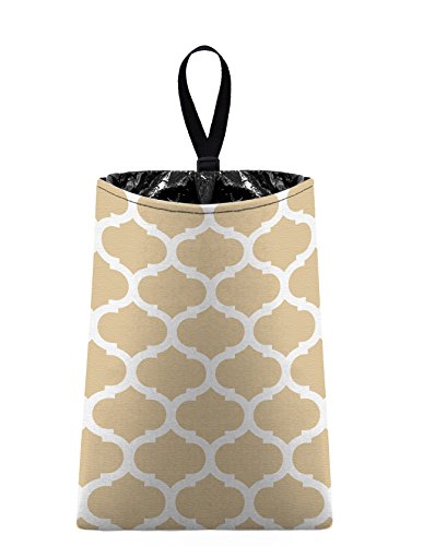 The Mod Mobile Auto Trash (Moroccan Trellis - Beige Light Tan and White) by car trash bag litter bag garbage can for your automobile