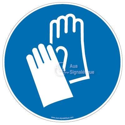 AUA SIGNALETIQUE - Gants de Protection obligatoires M009 - Ø 650 mm, Aluminium Dibond 3mm