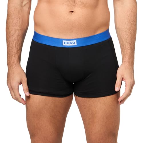 HUGO Men's 3 Pack Blue Logo Trunks2