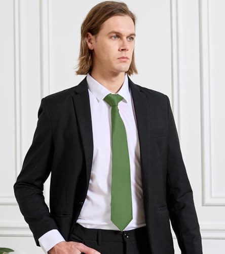 Image of KOOELLE Men's Ties Solid Pure Color Plain Neckties Formal Black Ties For Men