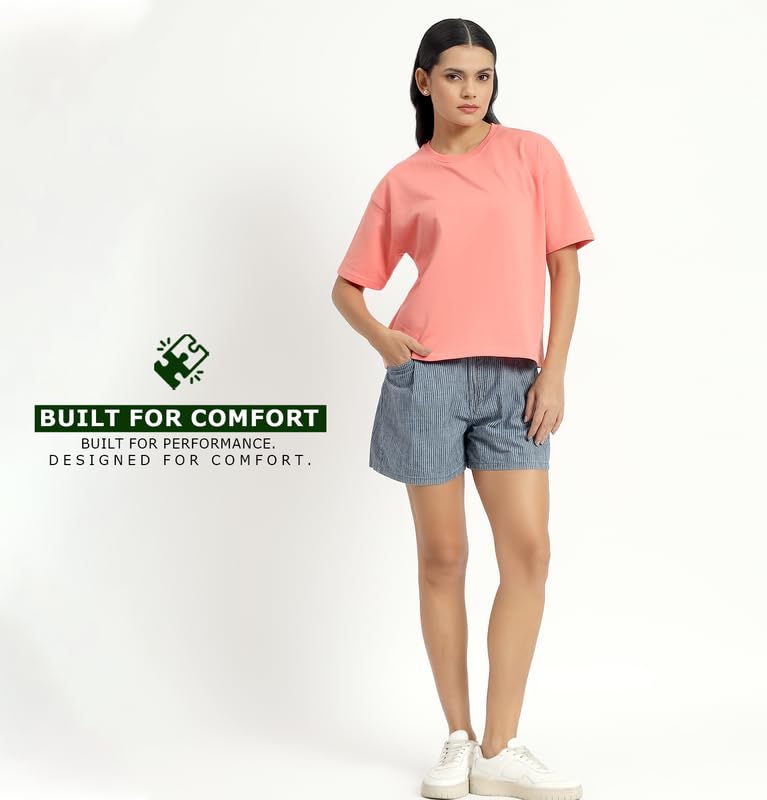 Image of Sleepynuts Women Oversized T-Shirt 220 GSM Heavyweight Cotton Rich Baggy Fit Drop Shoulder Round Neck Half Sleeve