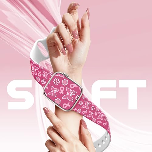 Image of wipalor Breast Cancer Watch Band for Apple Watch Bands for Women (42mm Series 11 /10) 41mm 40mm 38mm, Breast Cancer Awareness Pink Ribbon iWatch Bands for Apple Watch Series 11 10 SE 9 8 7 6 5 4 3 2 1