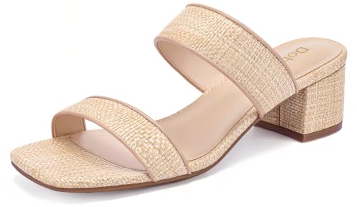 Image of DOBOLIN Two Strap Women's Heels 2-Inch Dressy Sandals Wide Feet Friendly