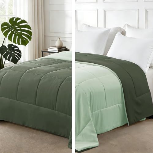 Exclusivo Mezcla Edredón para Cama 105/120, Edredón Nórdico Suave, Reversible y Transpirable, 220 gr/m² en Microfibra, Adecuado para Verano, Esmeraldas/Verde Menta (200 x 200 cm)