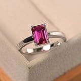 ArenaWorld - Anillo de Compromiso de Plata de Ley 925 con Piedra de rubí Natural de 5,00 Quilates, Hecho a Mano