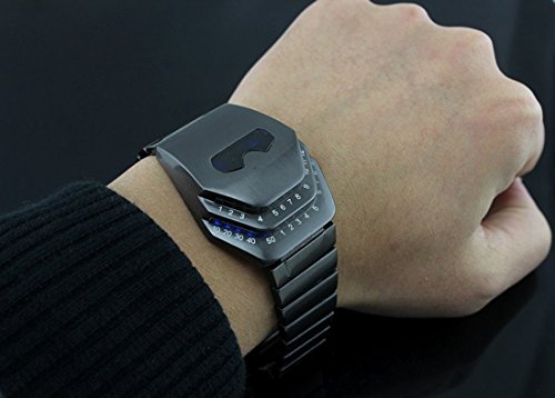 メンズ 特殊 クールなガジェット 興味深いスネークヘッドデザイン ブルーLEDウォッチ WTH8021