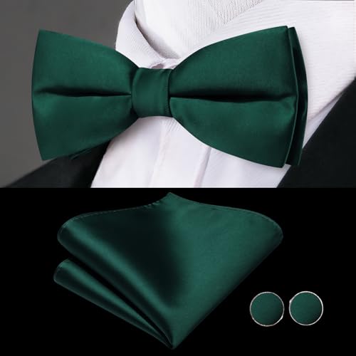 Image of Dubulle Mens Cummerbund and Bow Tie Set Paisley Floral Pretied Bowties for Men Pocket Square Cufflinks Wedding Business