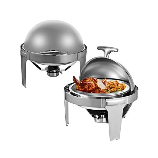 WIUANG 1/2/3 galler 4 x rostfritt stål varmhållningsbehållare, (9 l) rostfritt stål skafning matbehållare, bärbar och avtagbar design, enkel att sköta och rengöra, för catering, buffé och fest