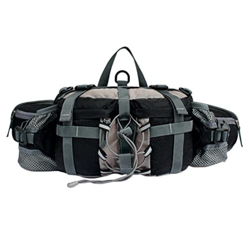 Image of Striegro Outdoor Fanny Pack Hiking Waist Bag with Water Bottle Holder for Motorcycling Hiking Traveling Black.