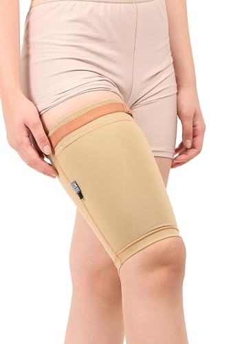 Image of Medical Compression Thigh Support Sleeve || MODERATE COMPRESSION || COTTON FABRIC || Groin Support Sleeve || Hamstring Compression Sleeve || Burn recovery || (Medium, Beige)