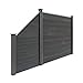 Produktbild HOME DELUXE - WPC Sichtschutzzaun CALLADO - Anthrazit, 5x Element + 6x Pfosten + 1x Schrägelement - Breite: ca. 986 cm, inkl. Zubehör I Blickschutz Windschutz Sonnenschutz