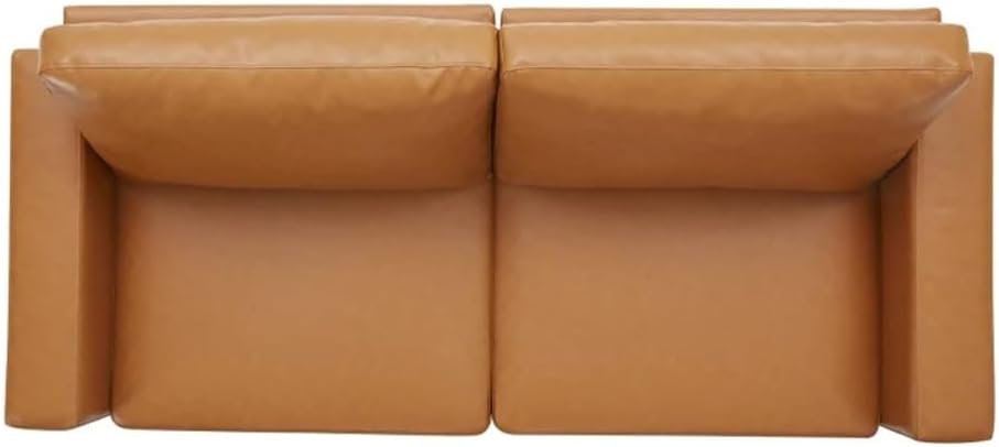2 Seat Sofa PU Leather Bubble Upholsted Couch Furniture Wooden Legs, Suitable for Family Living Rooms, Apartments