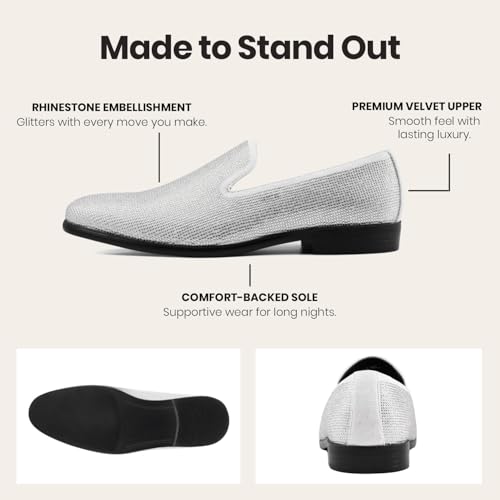 Image of Amali Men's Embellished Velvet Tuxedo Loafers, Smoking Slippers