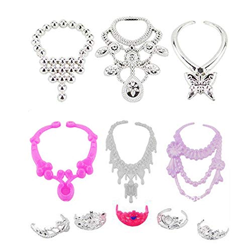 Xiaoyaoyou Conjunto de roupas de boneca Barbie incluindo 5 tiaras, 12 pares de sapatos, 12 saias de
