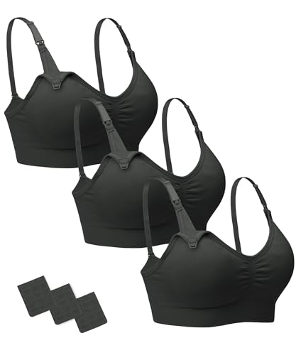Image of Stelle Nursing Bras Maternity Bra for Breastfeeding Pregnancy Wireless Bralette with Pads, Extenders & Clips