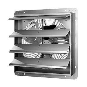 iPower 16 Inch Shutter Exhaust Fan Aluminum,High Speed 1550RPM, 1200 CFM, 1-Pack, Silver
