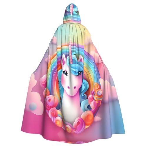 YYHHAOFA Capa con capucha para hombre y mujer, diseño de unicornio arcoíris, para Halloween, para juegos de rol