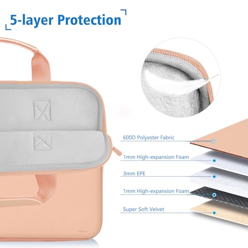 Image of Hseok Laptop Sleeve 13.3-14 inch Case with Small Pouch, Neoprene Computer Bag Compatible with MacBook Pro 14 inch M4 /M3 /M2 /M1 2025-2021, Mac Air /Pro 13.3 inch and Most 13-14 inch Notebooks,Orange Pink