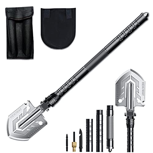 HEKIWAY Camping Schaufel, 23 in 1 Multifunktional Klappspaten Schaufel, 67cm Camping Klappbare Schaufel für Camping Wandern Gartenarbeit Cover