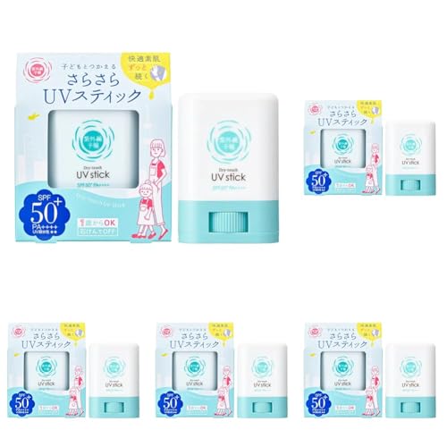 紫外線予報 さらさらUVスティックF SPF50+ PA++++ UV耐水性★★ 1歳から使える 石けんでOFF 体 日焼けどめ さらさら 持ち歩き 15g (× 5)（Amazon）