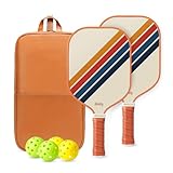 Dinkly Pickleball Paddles Set of 2, USAPA Approved Graphite/Fiberglass Pickleballs Racket, 2 Rackets, 4 Balls and 1 PU Leather Carry Bag, Pickle Ball Set for Men Women, Retro Twill