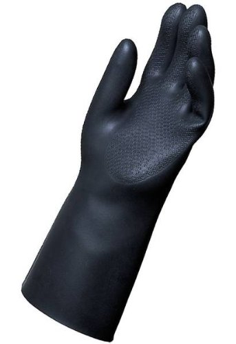 MAPA Chem-Ply N-440 Neoprene Glove, Chemical Resistant, 0.030" Thickness, 14" Length, Size 9, Black (Box of 6 Pairs)
