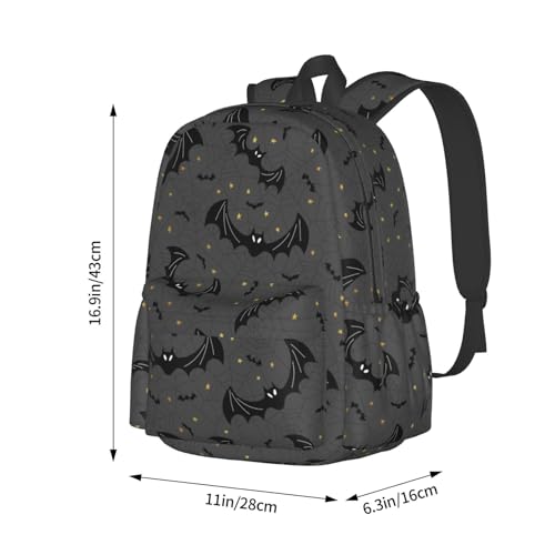 Black Bats Spider Web Background Large Capacity Backpack Lightweight Personalized Laptop Bag Tablet Travel School Bag with Multiple Pockets4