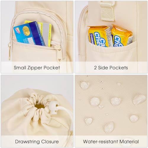 Sportsnew Water Bottle Carrier with Shoulder Strap Insulated Water Bottle Holder Sling Bag 1L with Phone Pocket Water Bottle Pouch Sleeve for Walking Hiking Pure Beige (Patent Pending) - Image 4