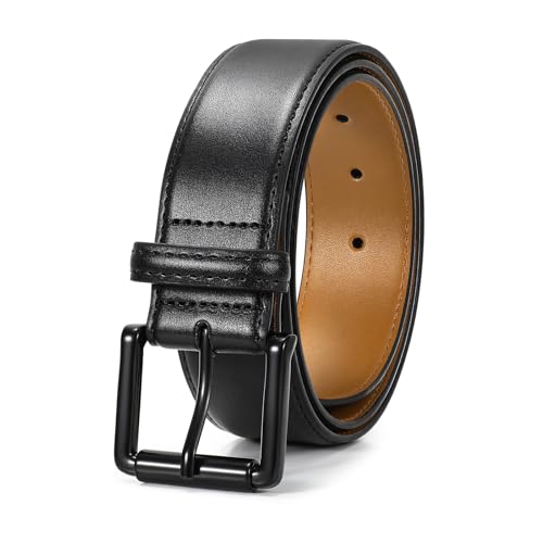 Men Leather Belt Mens Dress Belt Pin Buckle for Jeans Pants