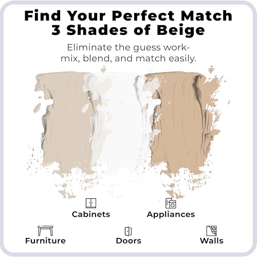 Image of spot. Touch-Up Paint | Matte Finish for Cabinets, Walls, Doors & Furniture | Multi-Tone Beige Repair Kit | Quick-Dry, Self-Priming, Low-Odor, Eco-Friendly | No-Sanding or Primer Needed | 3 Pack