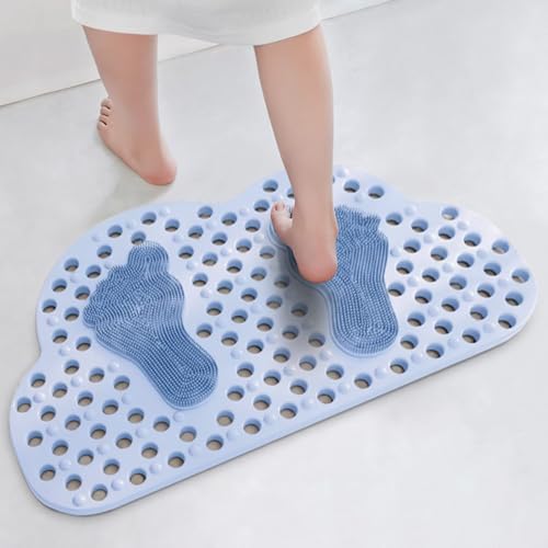 Qinnliiop FHDD-YD-BLUE Non Slip Bathtub Mat 28 X 16 Massage Shower Safety Mat, Mildew Resitant Shower Mats cover