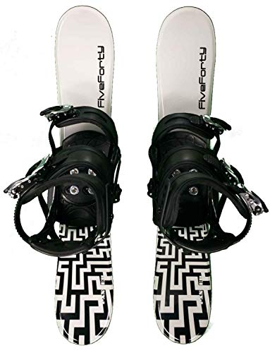 FIVE FORTY SnowJam 75 Panzer White Snowblades 3 Strap Snowboard Bindings and Riser 2020